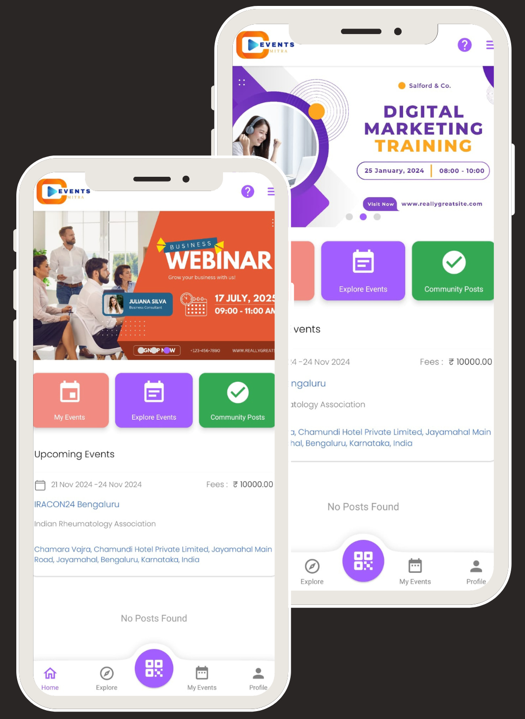 Events Mitra App Interface